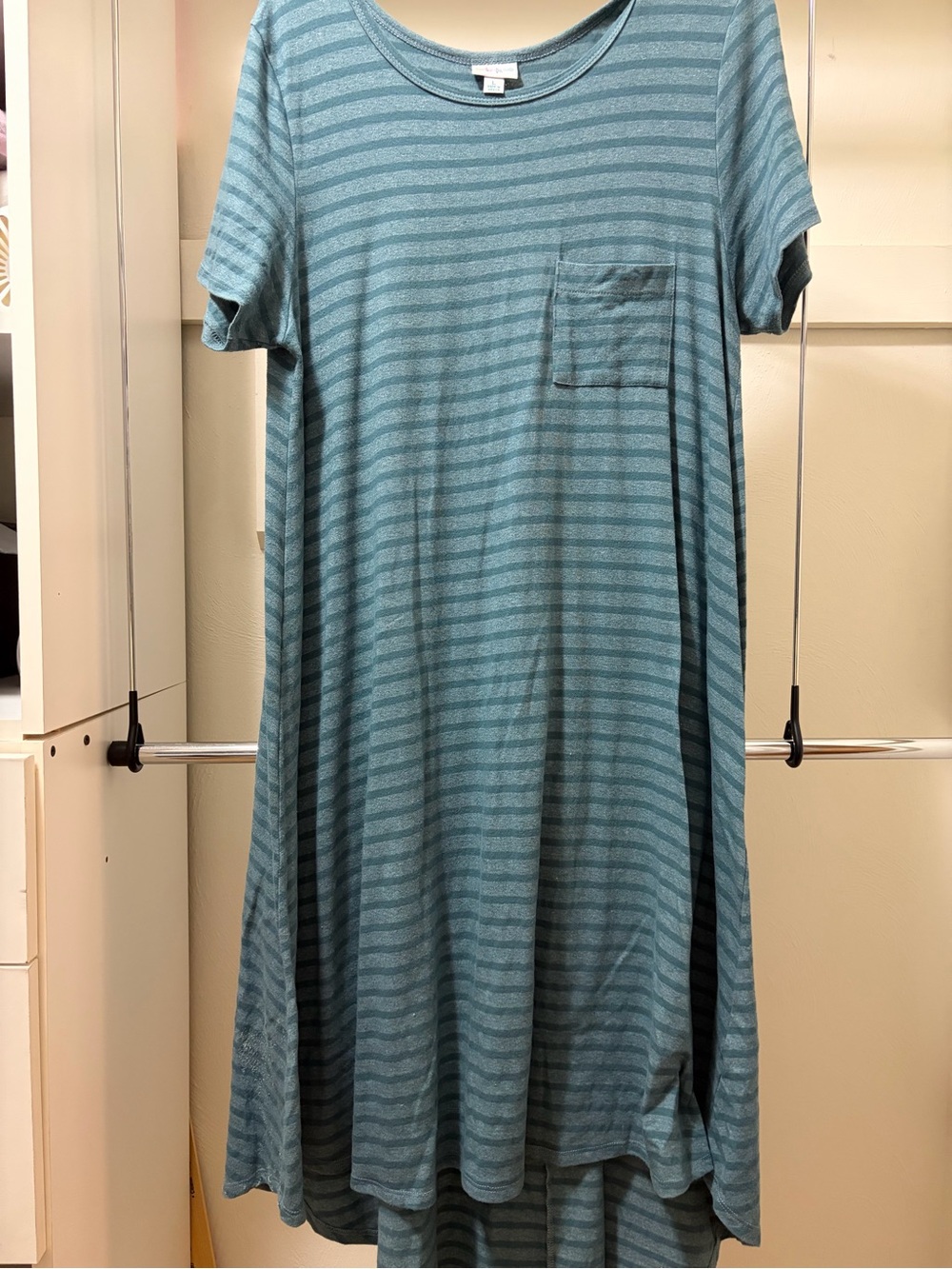 LuLaRoe Teal Striped Pocket Swing Dress Women’s